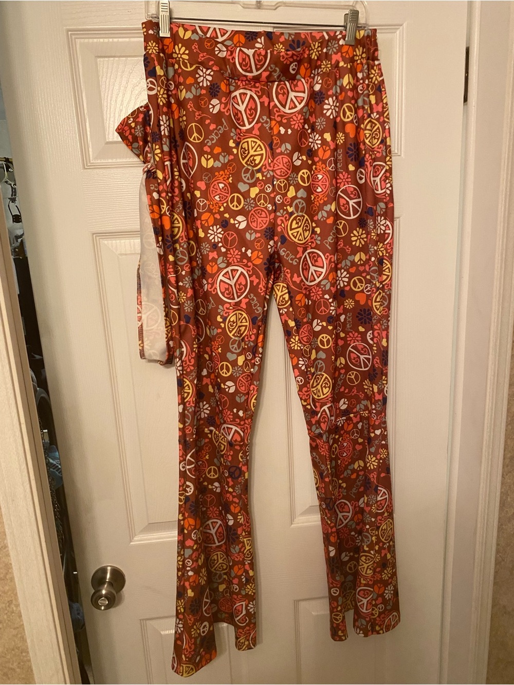 Women's Brown Peace Sign Flare Pants